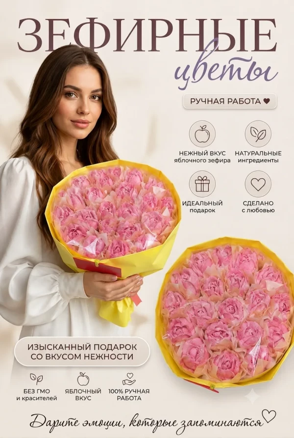 №1 Букет Зефирный Размер XL розовый,350г в Ельце