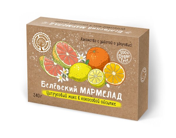 №2 Мармелад белевский на фруктозе 240г "Цитрусовый микс" в Ельце